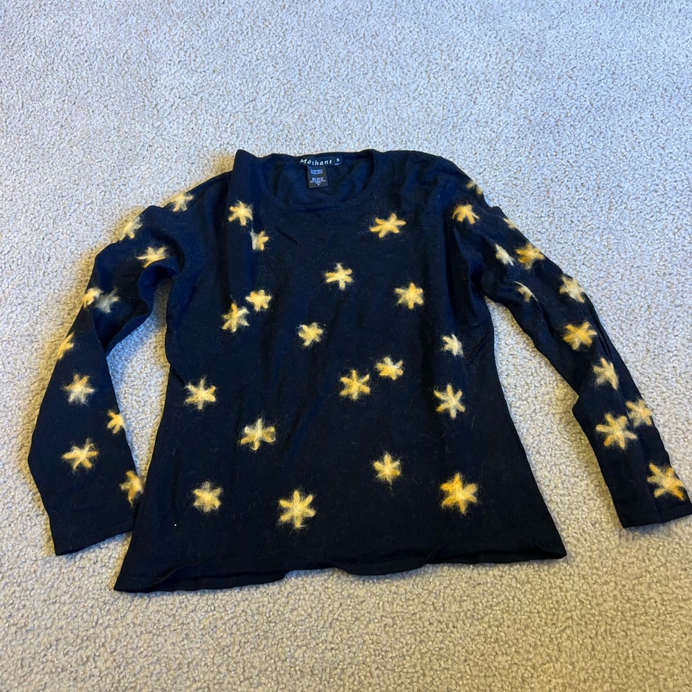 Mechant Black Sweater with Golden Star Accents